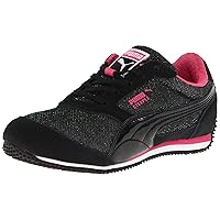PUMA Steeple Glitter Jr Fashion Sneaker (Little Kid/Big Kid),Black/Hot Pink,11 M US Little Kid