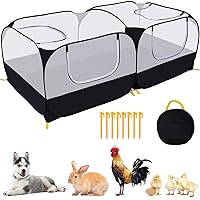 Small Animals Playpen,Pet Cage Tent Large Chicken Run Coop with Detachable Bottom Breathable Transparent Mesh Walls, Foldable Pet Enclosure for Puppy Kitten Rabbits Indoor Outdoor playpen