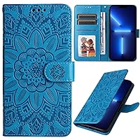 XYX Wallet Case for Honor X7a, Sunflowers Pattern Folio Stand Credit Card Slots Magnetic Closure Flip Protective Cover for Honor X7a, Blue