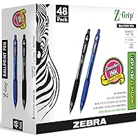 PENS bulk pack of 48 ink pens, Z-Grip Retractable ballpoint pens Medium point 1.0 mm, 24 black pens & 24 Blue pens combo pack