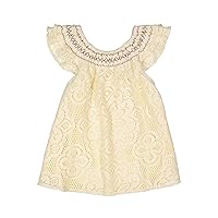 Girls' Toddler Flutter Dress Lace, Vanilla, 3-6M