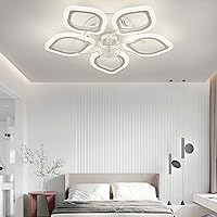 Ceiling Fans with Lamps,Reversible 6 Speed with Timer Chandelier Fan Led Dimmable Silent Ceiling Fan with Light and Remote Control for Bedroom Office/White