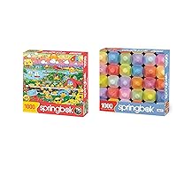 Springbok Puzzle 2 Pack of 1000 Piece Jigsaw Puzzles - Collage of Colors and Emojiville Colorful Value Set- Made in The USA with Unique Precision Cut Pieces for a