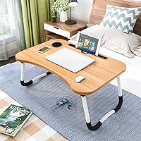 Lap Desk, Foldable Laptop Table for Bed Portable Bed Desk for Laptop with Cup Holder, Laptop Desk Bed Trays for Working, Eating and Writing (Gold)