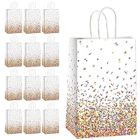 12 Pieces Confetti Sprinkle Party Decorations Confetti Sweet Candy Bag Donut Birthday Treat Bags for Kids Ice Cream Sprinkle Paper Bag Sprinkle Themed Party Baby Shower Weddings Favors Supplies