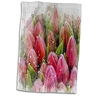 3dRose Image of Watercolor Pink Tulips Art - Towels (twl-323602-1)