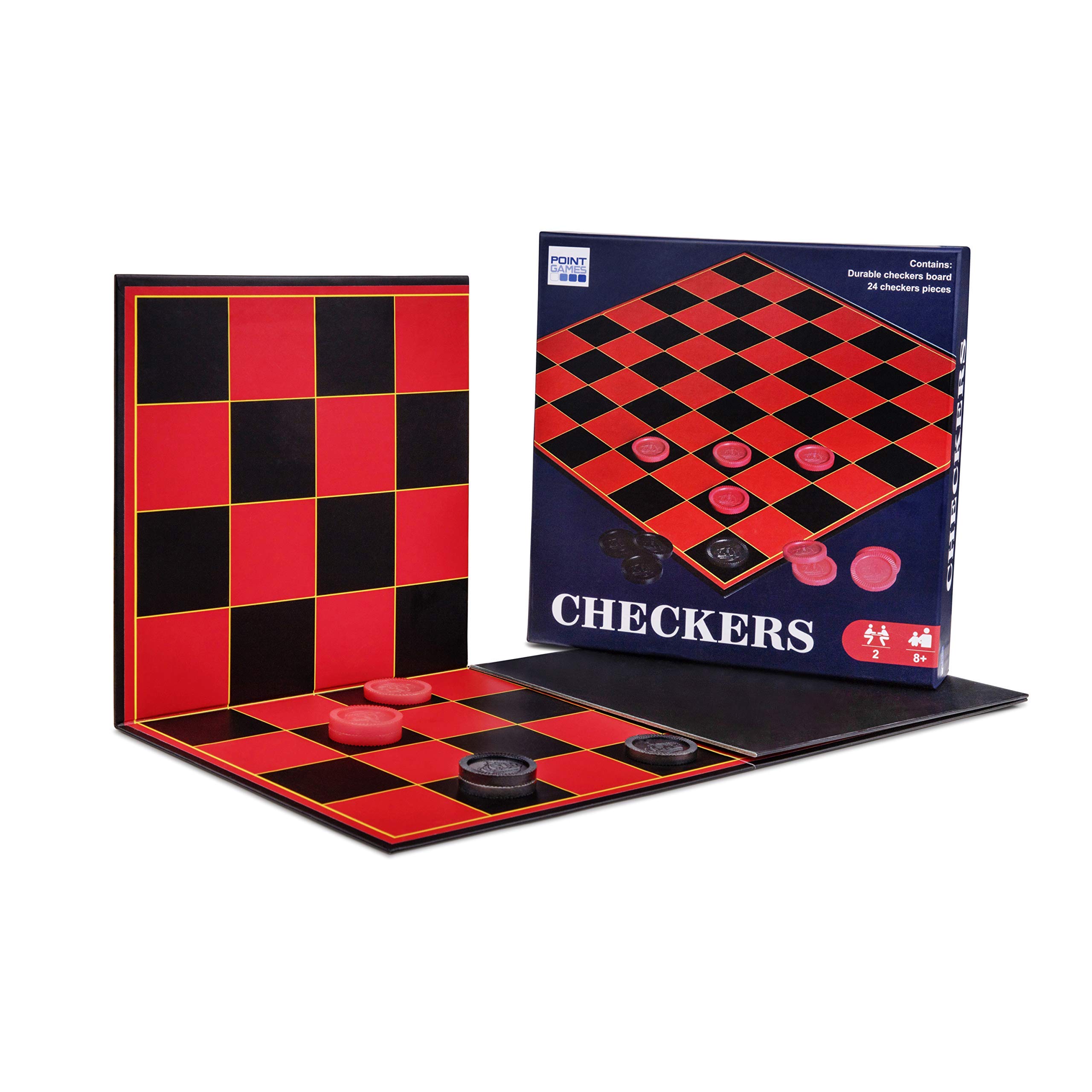 Checkers Board for Kids– Fun Checkerboard Game for Boys and Girls - Interlocking Checkers with Foldable Board by Point Games