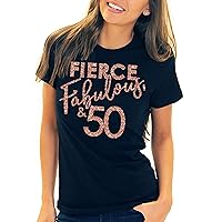 RhinestoneSash 50th Birthday Shirts for Women - 50th Birthday Tees - Rose Gold 50th Birthday Party Tshirts