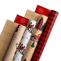 DaySpring - A Cozy Christmas - 4 Reversible Christmas Wrapping Paper Roll Set (J3966)
