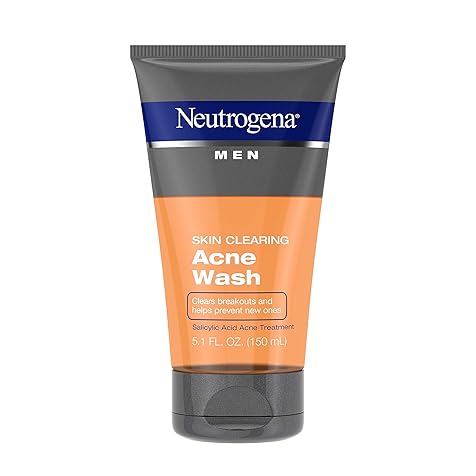 Neutrogena Men Skin Clearing Daily Acne Face Wash with Salicylic Acid Acne Treatment, Non-Comedogenic Facial Cleanser to Treat & Prevent Breakouts, 5.1 fl. oz (Pack of 2)