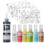 Gallery Glass Window Cling Art Kit, 10 Piece Set Including 3 Pattern Sheets, 6 Stained Glass Colors and 1 Liquid Leading, PRMGGCLING24, Assorted