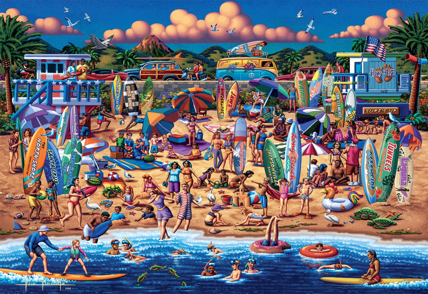 Buffalo Games - Surfin' USA - 2000 Piece Jigsaw Puzzle for Adults Challenging Puzzle Perfect for Game Night - 2000 Piece Finished Size is 38.50 x 26.50