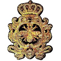 Kleenplus. Large Big Jumbo Crown Bee Golden Beautiful Sequin Sew Iron on Patch Embroidered Applique Craft Handmade Clothes Sticker Decorative Accessory