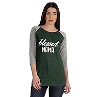 Blessed Mama Tshirt Tops for Mom Raglan Quarter Sleeve Graphic Shirt