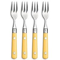 Ginkgo International Le Prix Stainless Steel Cocktail Forks, Mimosa Yellow, Set of 4