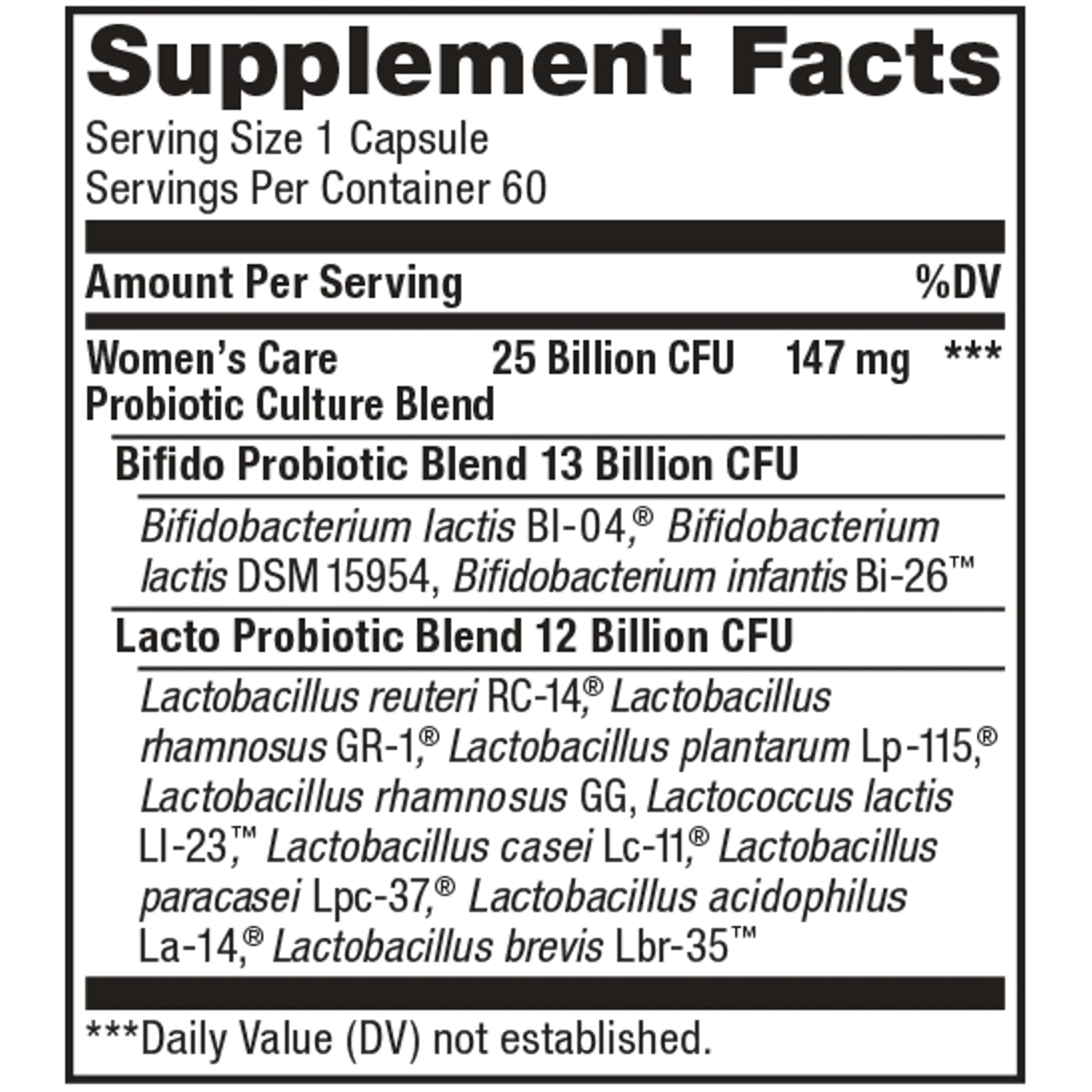 Renew Life Probiotics for Women, 25 Billion CFU Guaranteed, Probiotic Supplement for Digestive, Vaginal & Immune Health Shelf Stable, Soy, Dairy & Gluten Free, 60 Capsules