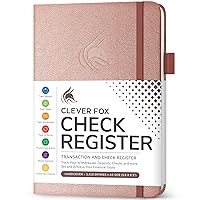 Clever Fox Check Register Book - Deluxe Transaction Register, Accounting Ledger Book, Checkbook Register & Checking Account Register Book for Personal and Work Use, A5 Hardcover - Rose Gold