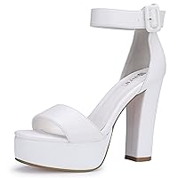 IDIFU IN5 Sabrina Platform Heels for Women Chunky High Heels Block Heeled Sandals Sexy Ankle Strap Heels Wedding Party Dress Shoes Open Toe Heels