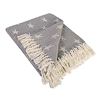 DII 4TH of July Patriotic Throw Blanket with Decorative Tassles, Use for Chair, Couch, Bed, Picnic, Camping, Beach, & Just Staying Cozy at Home (50 x 60), Star Gray