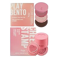 Kaja 3-in-1 Blendable Sculpting Trio - Play Bento 2.5 Dolce Cappuccino + Blush - Cheeky Stamp 01 Coy, 0.17 Oz