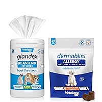 Glandex Anal Gland Hygienic Pet Wipes (100 Ct) and Dermabliss Allergy Supplement for Dogs (30 Ct) Bundle | Dog Cleaning Wipes with Fresh Scent for Anal Glands, Allergy and Itch Relief for Dogs