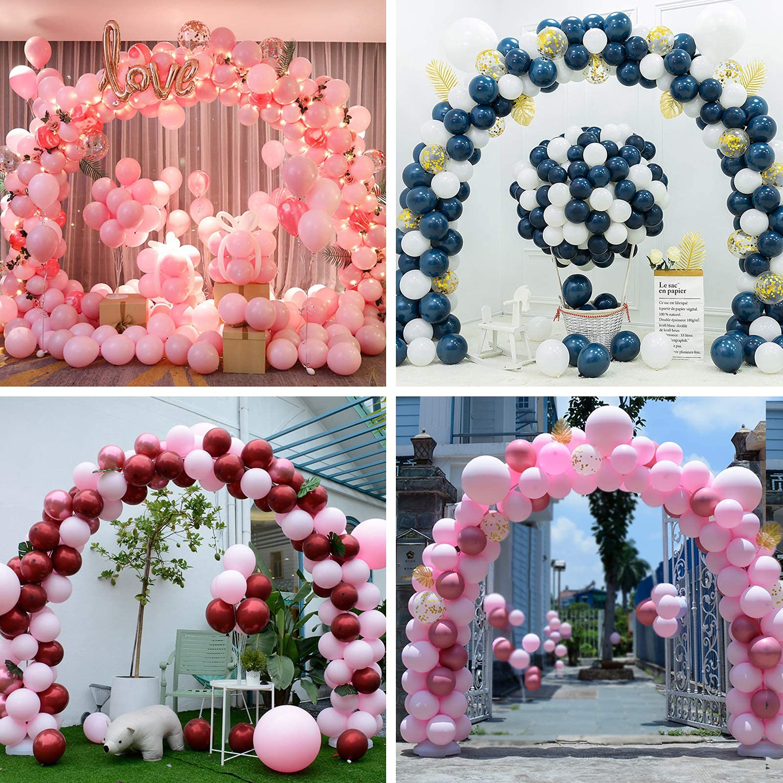 RUBFAC Balloon Arch Stand, 10ft Wide Adjustable Balloon Arch Kit with Water Fillable Base, 60pcs Balloon Clip, Balloon Strip, Tie Tool, for Wedding Birthday Party Supplies Halloween Decoration