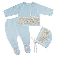 Newborn Baby Knitted Clothes Set, Coming Home Infant Knit Outfit for Boys and Girls
