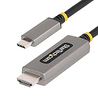 StarTech.com 6ft (2m) USB-C to HDMI Adapter Cable, 8K 60Hz, 4K 144Hz, HDR10, USB Type-C to HDMI 2.1 Video Converter Cable, USB-C DP Alt Mode/USB4/Thunderbolt 3/4 Compatible (135B-USBC-HDMI212M)