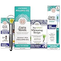 Coconut Oil Pulling (8 Fl.Oz) with Tongue Scraper, Teeth Whitening Strips, Concentrated Mouthwash (2 Fl Oz)& Cruiser Sonic Toothbrush (Teal)