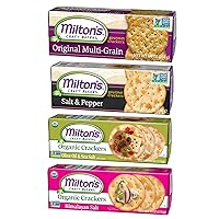 Milton’s Organic Crackers Variety Bundle - Original Multi-Grain, Salt & Pepper, Olive Oil & Sea Salt, Himalayan Salt - 8.4 Oz Each (Pack of 4)