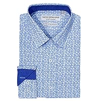 Nick Graham Long Sleeve Floral Traveler Dress Shirt for Men, Wrinkle Free Men’s Dress Shirt with Performance Fabric
