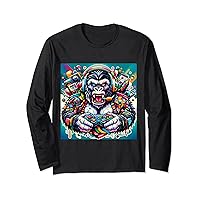 Men Gorilla Gamer for Animals and Gaming Fans For Gamers Long Sleeve T-Shirt