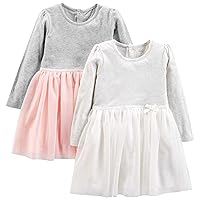 Toddlers and Baby Girls' Long-Sleeve Dress Set, Pack of 2