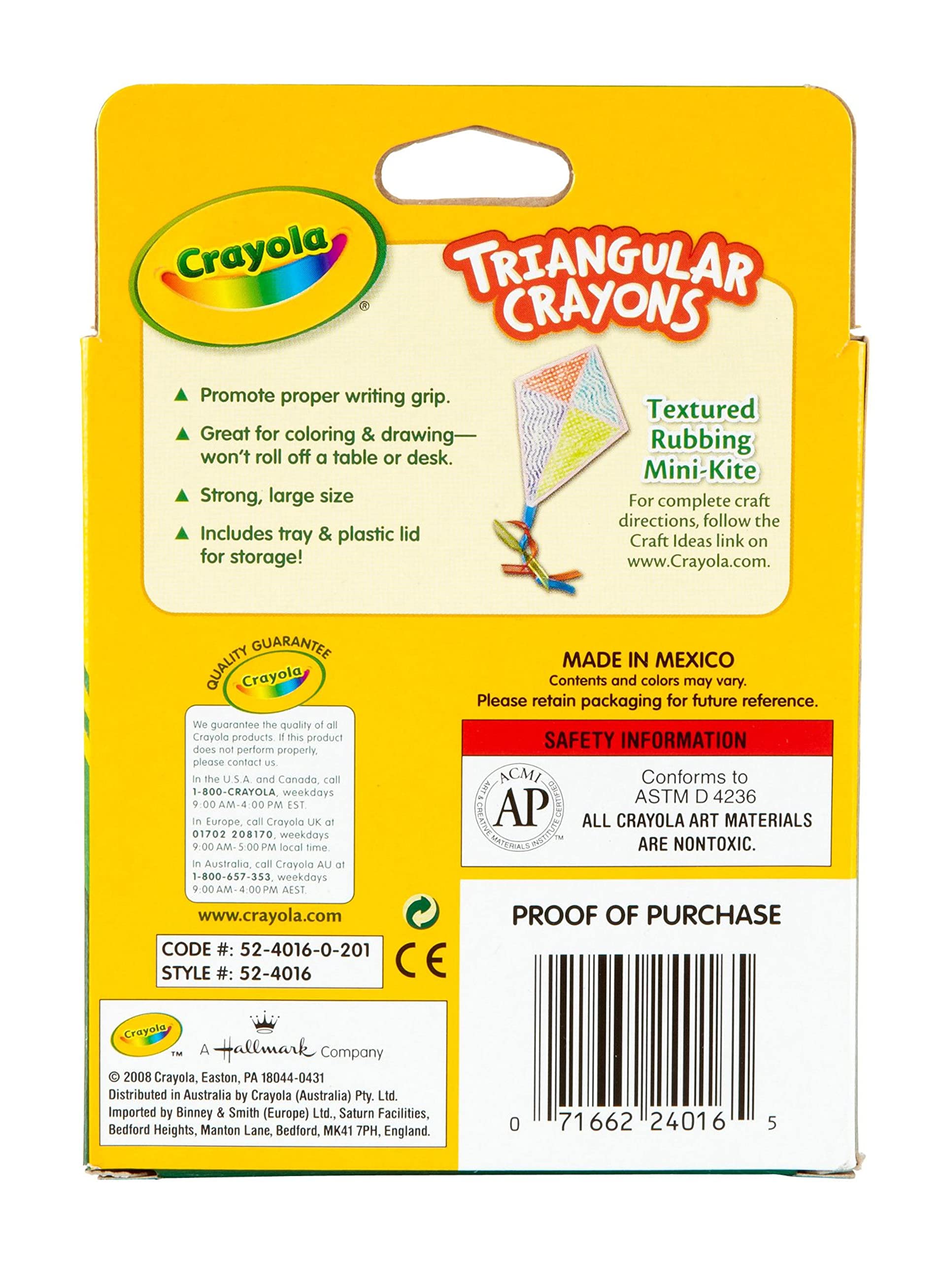 Crayola Triangular Crayons, Toddler Crayons, Coloring Gift for Kids