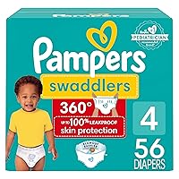 Pampers Swaddlers 360 Pull-On Diapers, Size 4, 56 Count for up to 100% Leakproof Skin Protection and Easy Changes
