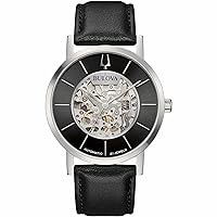 Bulova Men's Automatic Bracelet Watch Stainless Steel with Leather Strap - American Clipper - 96A279, Strap
