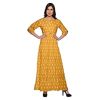 Round Neck 3/4 Sleeve Long Dress for Women Plus Size Summer Clothing