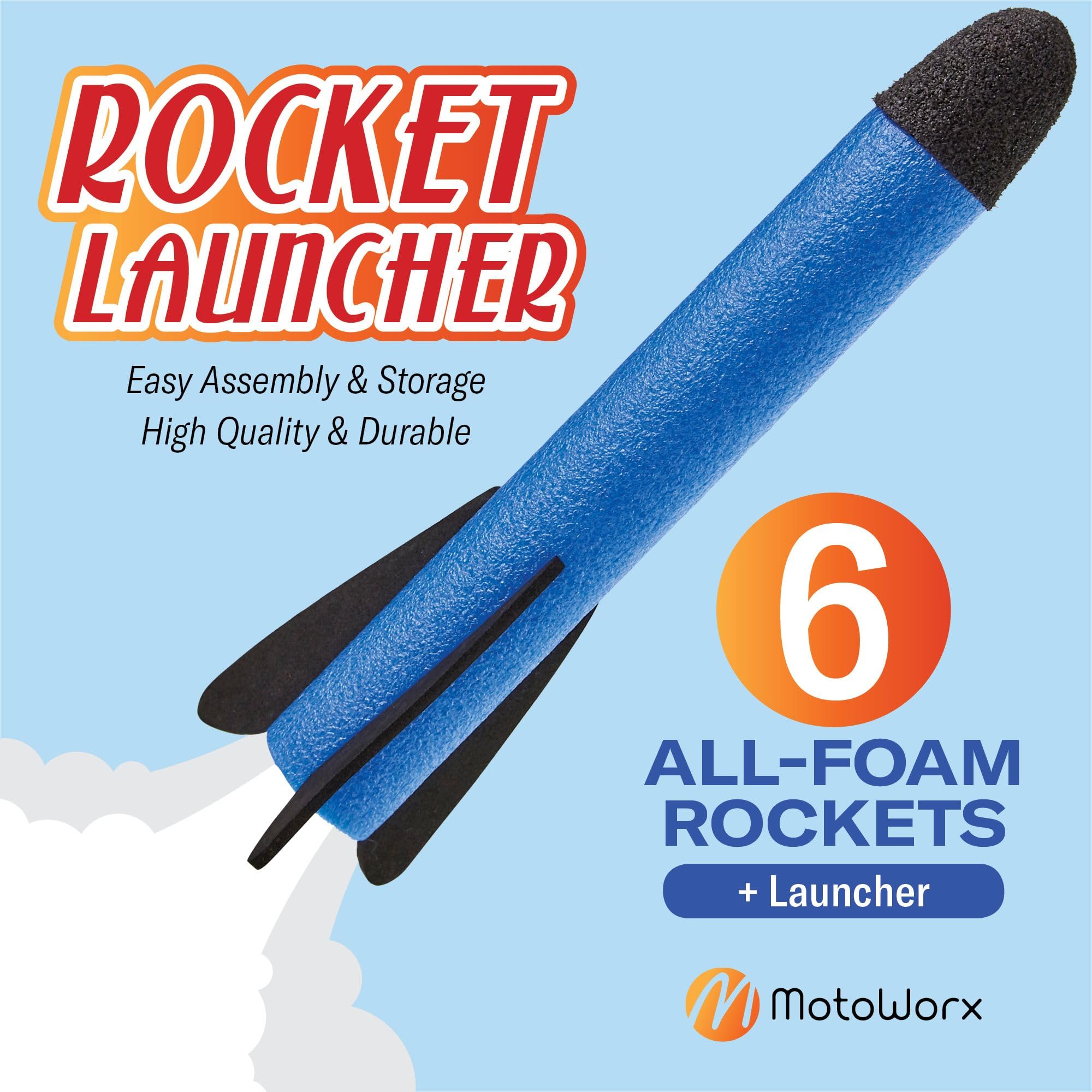 Toy Rocket Launcher for Kids – Shoots Up to 100 Feet – 6 Colorful Foam Rockets and Sturdy Launcher Stand, Stomp Launch Pad - Fun Outdoor Toy for Kids - Gift Toys for Boys and Girls Age 3+ Years Old