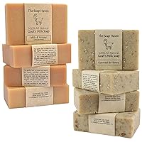 Oatmeal & Honey and Milk & Honey Goat Milk Soap Bar Bundle. SLS, Paraben, and Fragrance Free. Handmade in USA