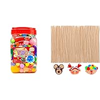 1200pcs pom poms+200pcs Skin Color Pipe Cleaners, Art and Craft Supplies