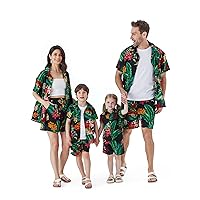 PATPAT Family Matching Outfits Hawaiian Dad and Me Beach Tropical Plant Allover Flower Print Shirt and Shorts set