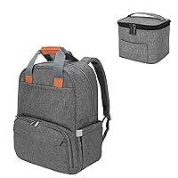 LUXJA Breast Pump Backpack with A Breastmilk Cooler Bag (Hold Four 5 Ounce Breastmilk Bottles) Bundle, Gray