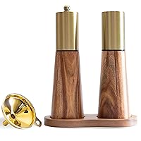 Gold Salt Shaker and Pepper Grinder Set,Stainless Steel Manual Salt Shaker and Pepper Mill,Adjustable Thickness,Suitable For Kitchen,Barbecue,Picnic,2 Packs