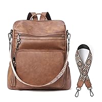 Backpack Purse for Women Leather Travel Fashion Large Designer Ladies Shoulder Bags with Tassel 2 Straps