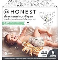 The Honest Company Clean Conscious Diapers | Plant-Based, Sustainable | Pattern Play | Club Box, Size 6 (35+ lbs), 44 Count