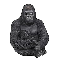 Gorilla Sitting with Baby, Black