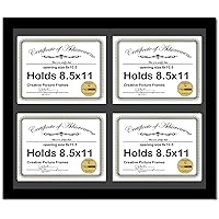 CreativePF [8511-20x24bk-b] Black Horizontal 8.5x11 Diploma Frame with 4 Opening Black Mat, Holds 4 8.5x11 inch Documents with Wall Hanger