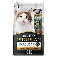 Purina Pro Plan Allergen Reducing, High Protein Cat Food, LIVECLEAR Chicken and Rice Formula - 16 lb. Bag