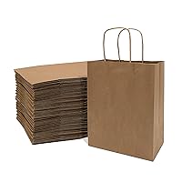 Prime Line Packaging - 8x4x10 Inch 100 Pack Kraft Paper Bags, Brown Gift Bags with Handles, Small Craft Shopping Bags in Bulk for Boutiques, Small Business, Retail Stores, Gifts & Merchandise