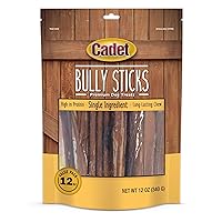 Cadet Bully Sticks for Small Dogs – All-Natural Beef Pizzle, High Protein, Low Fat, Long-Lasting, Grain & Rawhide-Free Dog Chews for Aggressive Chewers, Small (12 Ounce)